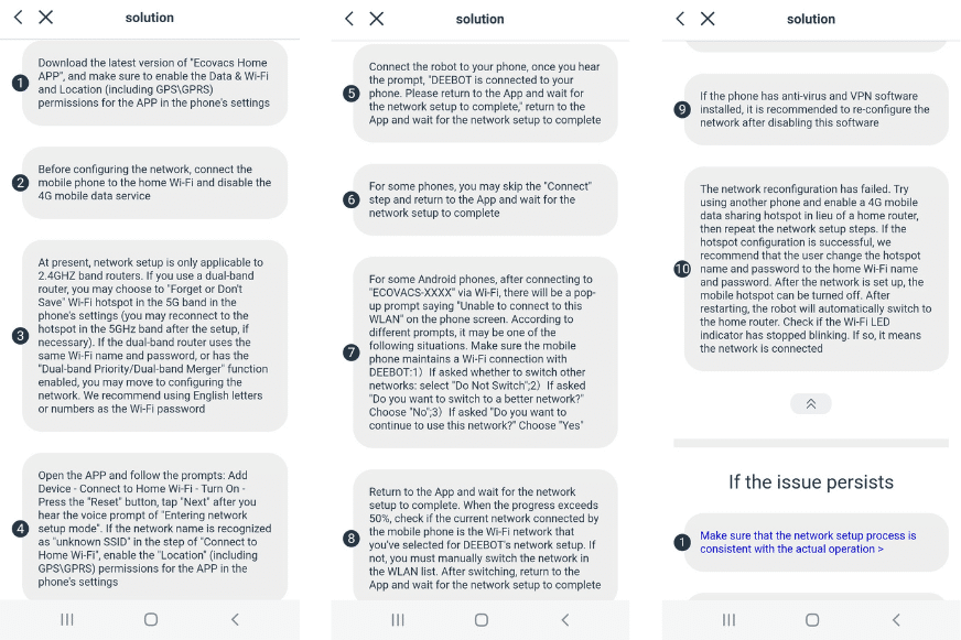 Lösungsvorschläge bei WLAN-Problemen in der Ecovacs Home App